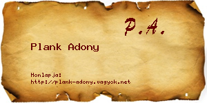 Plank Adony névjegykártya